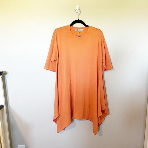Free People Beach Orange Khana Crew Neck Short Sleeve Tunic Top dress xs - Picture 1 of 11